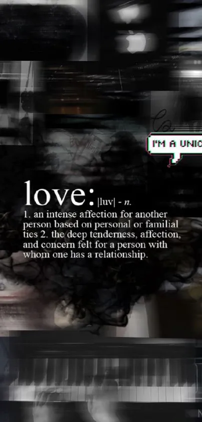 Artistic love definition wallpaper with creative visuals.