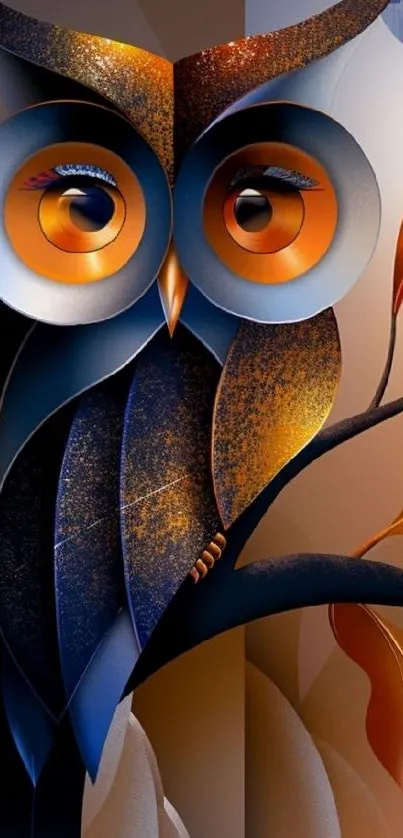 Stylized owl illustration with rich colors, ideal for wallpapers.