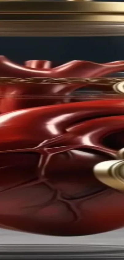 Artistic red heart with abstract design elements.