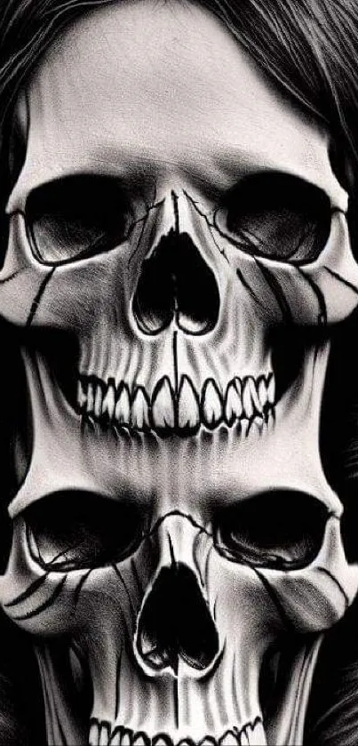 Artistic black and white skull illusion design for mobile wallpaper.