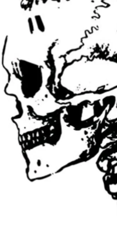 Black and white skull illustration wallpaper for mobile.