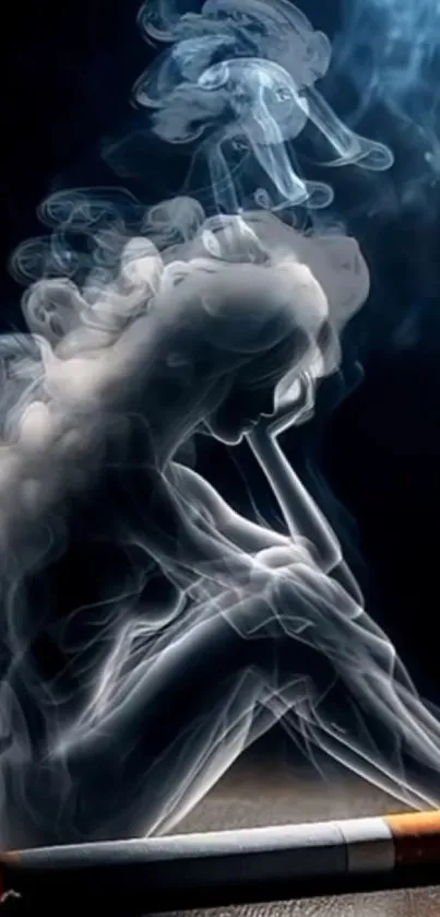 Smoke shaped human figure with cigarette