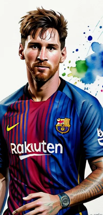 Vibrant soccer player art illustration for phone wallpaper.