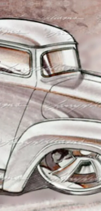 Artistic sketch of a vintage car, beautifully illustrated.