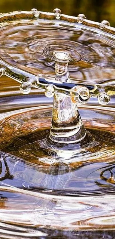 Abstract artistic water splash with brownish gold tones and reflections.