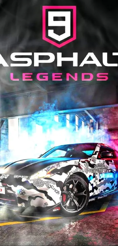 Asphalt Legends wallpaper with sleek sports car and vibrant urban graphics.