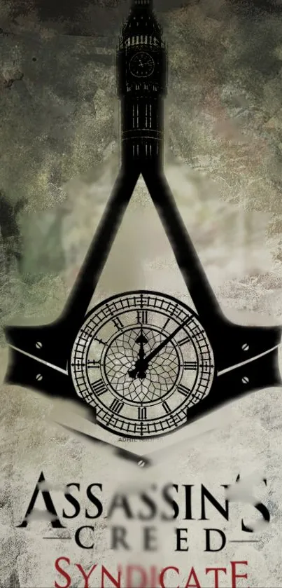 Assassin's Creed Syndicate wallpaper with clock tower and vintage design.