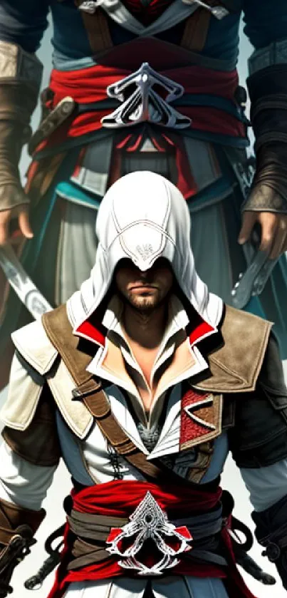 Hooded figure from Assassin's Creed in dynamic, detailed costume design.