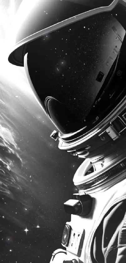 Black and white astronaut in space art wallpaper.