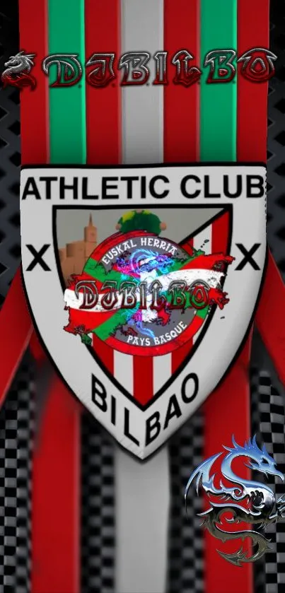 Athletic Club Bilbao wallpaper with emblem and stripes.