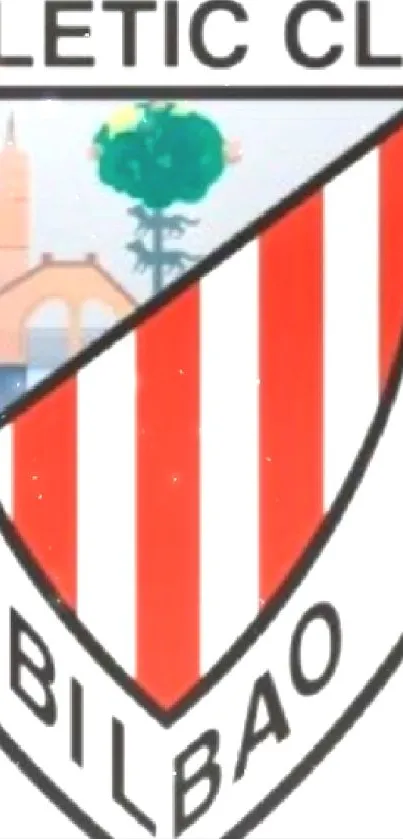 Athletic Club Bilbao shield with red stripes and iconic emblem.