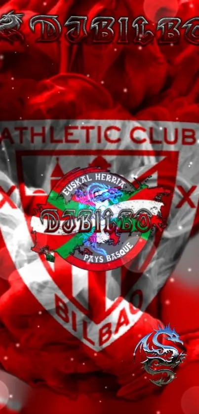 Athletic Club Bilbao emblem on vivid red background wallpaper.