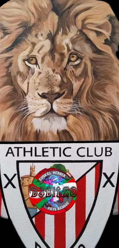 Lion emblem of the Athletic Club on a stylish mobile wallpaper.