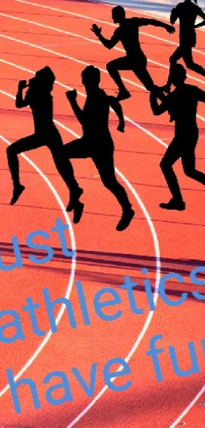 Athletic track with runners and motivational text wallpaper.