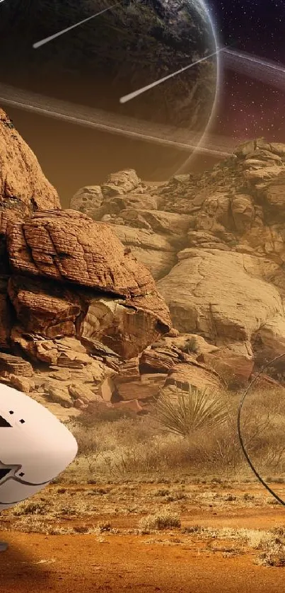 spaceship on planet  Live Wallpaper