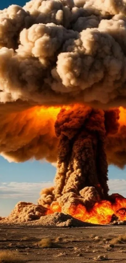 Mobile wallpaper showing a powerful atomic explosion.