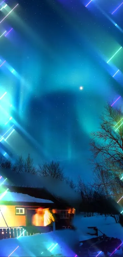 Beautiful aurora borealis with vibrant night sky.