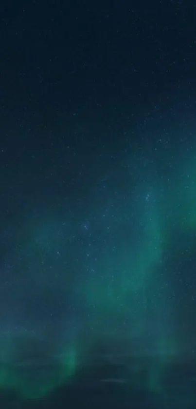 Aurora Borealis lights illuminate a starry night sky on a mobile wallpaper.