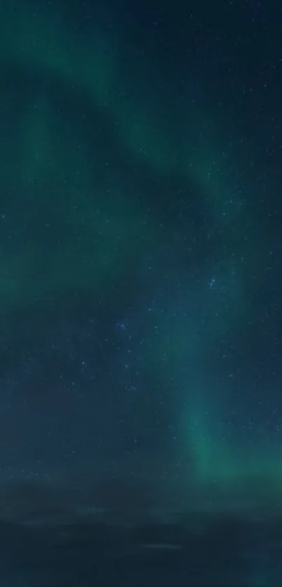 Mobile wallpaper featuring a serene aurora-lit sky with a starry background.