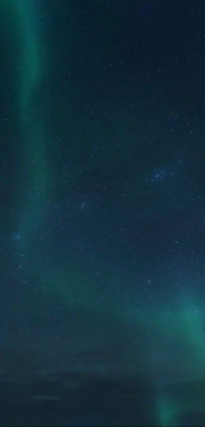 Aurora Borealis and starry night sky creating a magical night view.