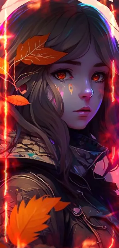 Fantasy art wallpaper of a girl in an autumn forest.