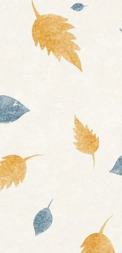 Autumn leaves pattern on beige background wallpaper.