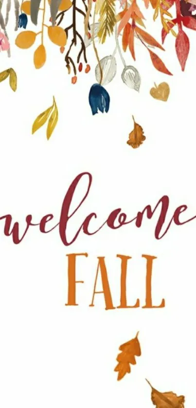 Welcome Fall wallpaper with autumn leaves and vibrant colors.