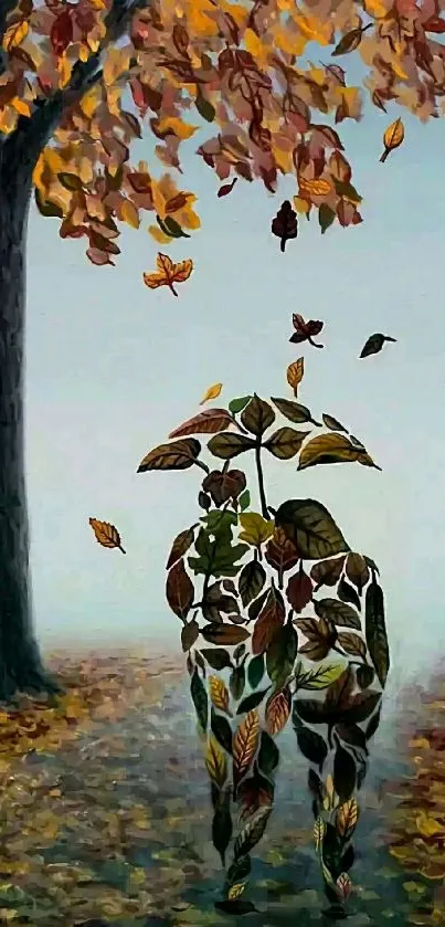 Artistic wallpaper with autumn tree.