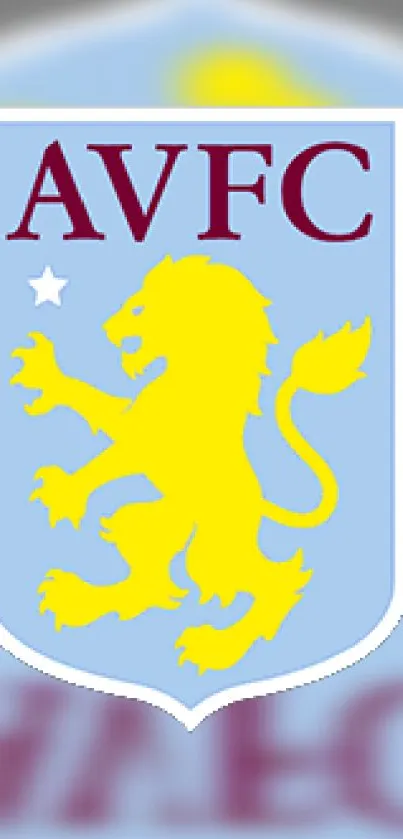 AVFC emblem with yellow lion on sky blue background wallpaper.