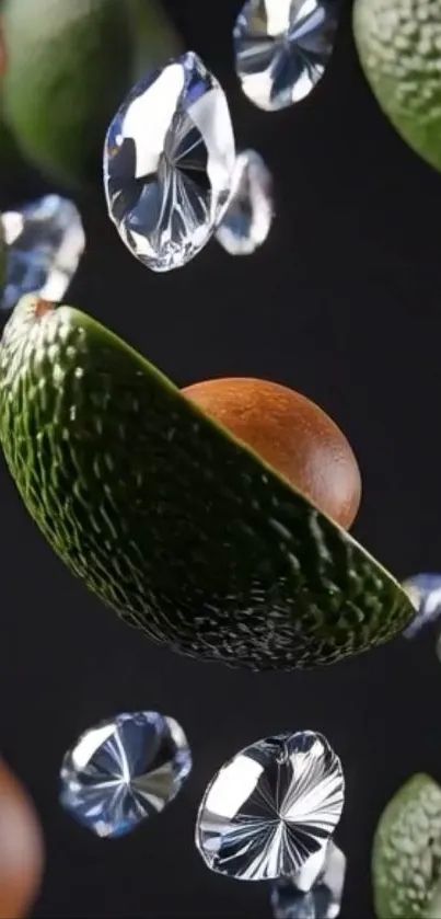 Avocado and diamond fusion wallpaper design.