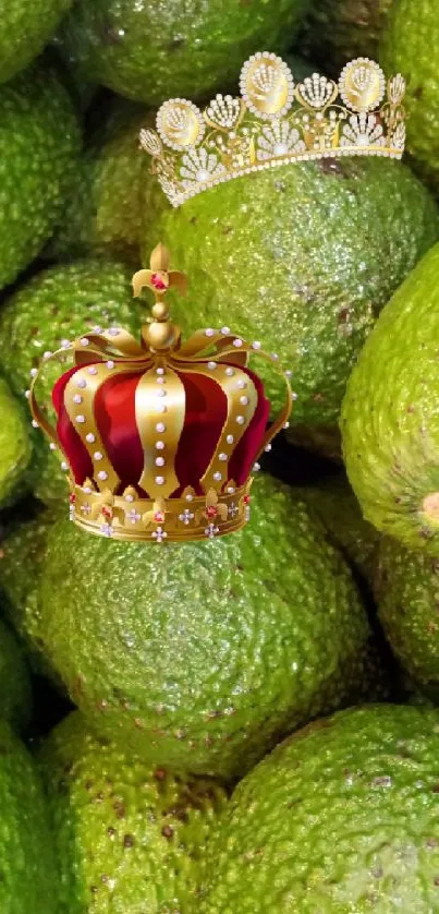 Avocado pile crowned with regal jewel.