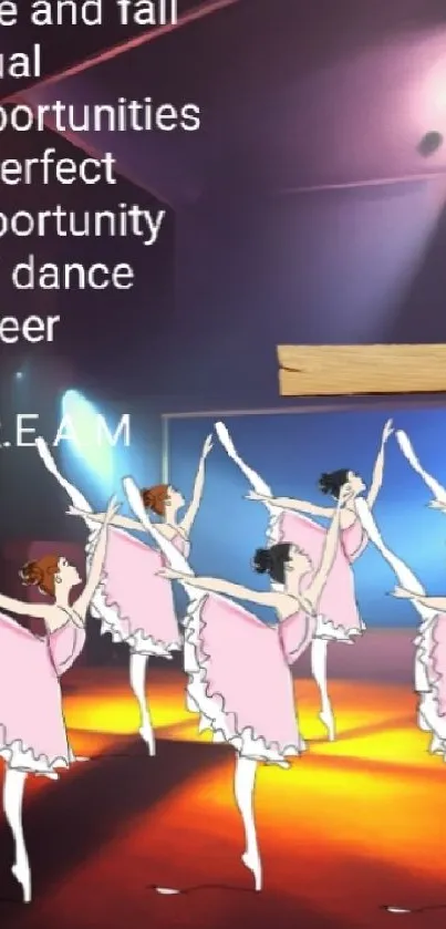 Inspiring ballet-themed wallpaper with dancers on stage.