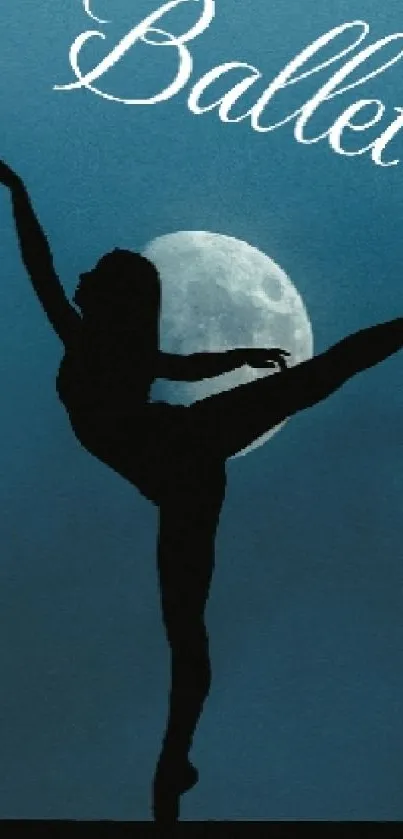 Ballet dancer silhouette against the moon.