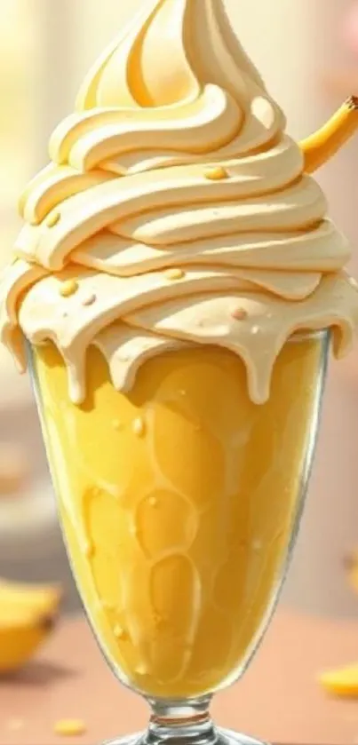 Banana ice cream in a glass