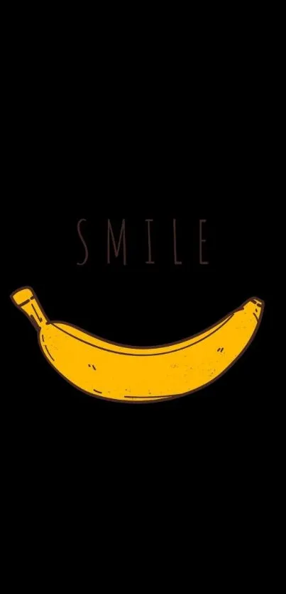 Minimalist banana smile on black wallpaper