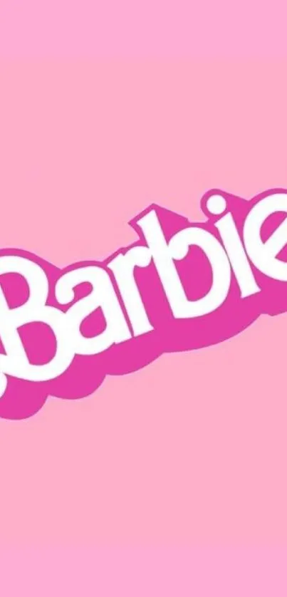 Barbie pink themed phone wallpaper with iconic logo.