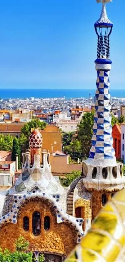 Bright Barcelona skyline with iconic architecture and ocean view.