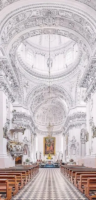 Intricate Baroque cathedral interior with ornate arches and artistic ceiling.