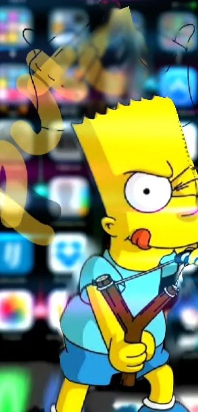 Colorful Bart Simpson phone wallpaper with playful animation.