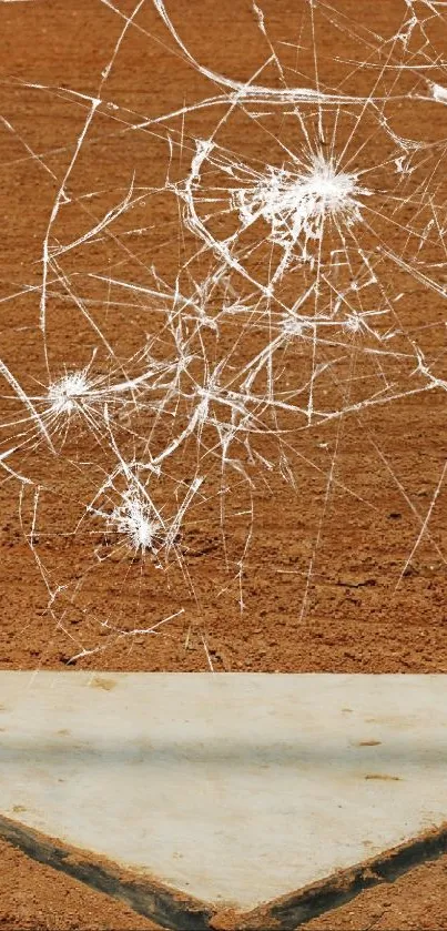 Home plate on a baseball field with brown clay surface.