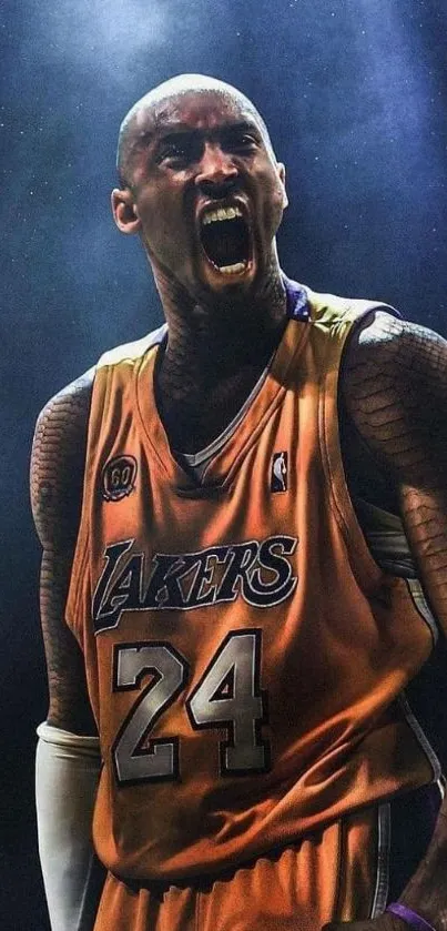 Mobile wallpaper of a basketball legend in action, exuding passion.