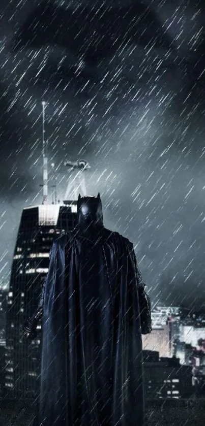 Batman Rainy Skyline Wallpaper - free download