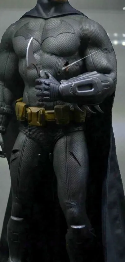 High-definition image of the Batman suit with shadow effects, perfect for mobile.