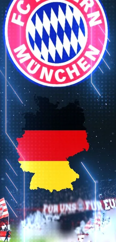 FC Bayern wallpaper with German map and vibrant colors.