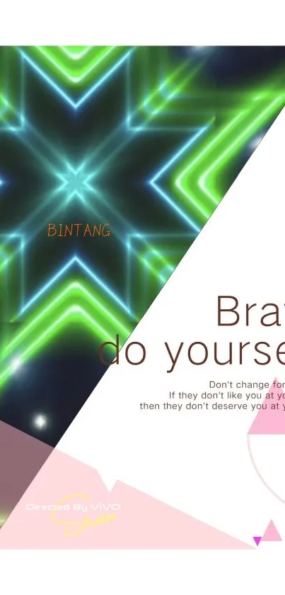 Be Brave wallpaper with vibrant star pattern and motivational text.