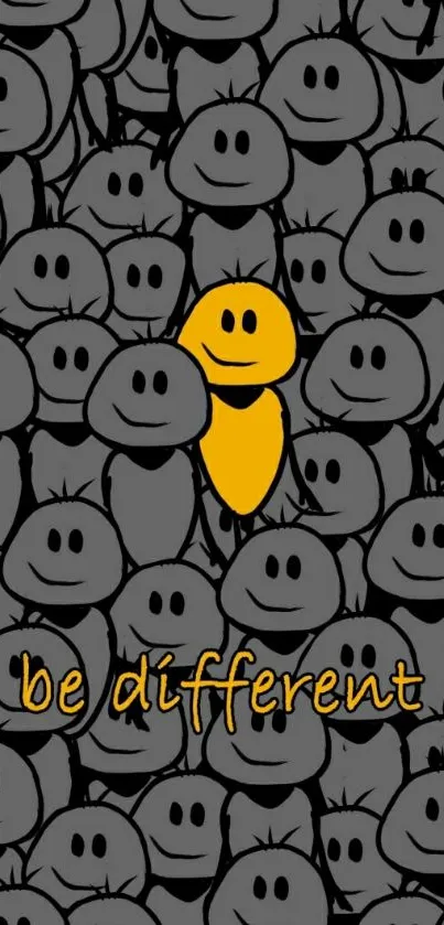 Gray background with a standout yellow figure and 'be different' text.