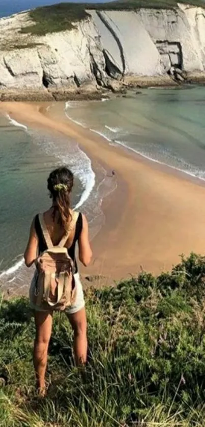 Cliff overlooking beach with ocean view.