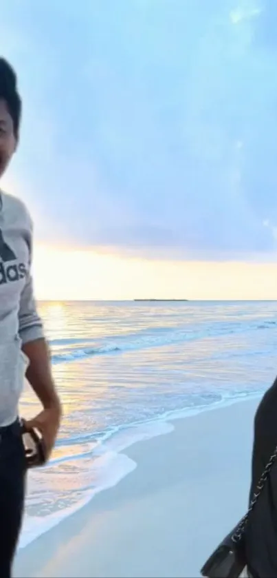 Friends enjoying beach sunset with ocean view