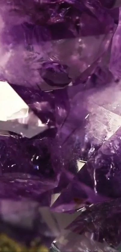 Close-up of purple amethyst crystals.