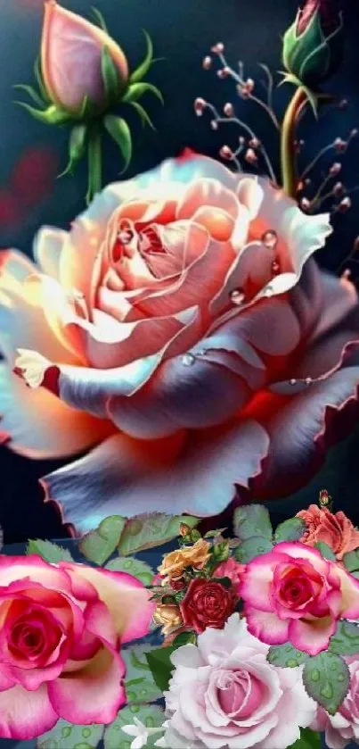 Beautiful rose wallpaper with vibrant colors and detailed floral design.